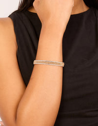 Gold Cubic Zirconia Layered Wrist Cuff - link has visual effect only