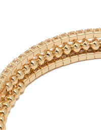 Gold Cubic Zirconia Layered Wrist Cuff - link has visual effect only