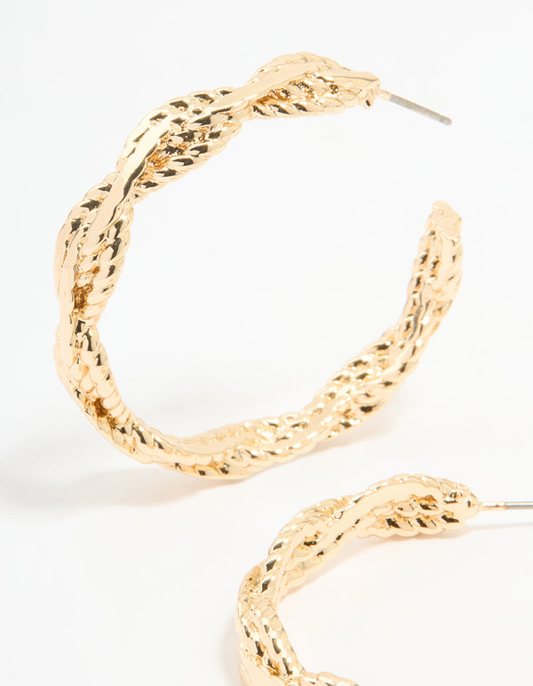 Gold Wrap Chain Hoop Earrings