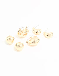 Gold Bubble Hoop & Stud Earrings 3-Pack - link has visual effect only