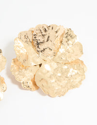 Gold Textured Flower Stud Earrings - link has visual effect only