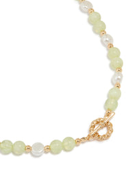 Gold Green Beaded Toggle Necklace - link has visual effect only