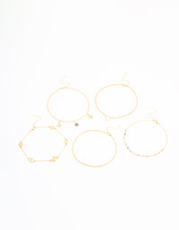 Gold Celestial Charm Choker Necklaces 5-Pack - link has visual effect only