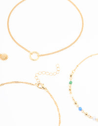 Gold Celestial Charm Choker Necklaces 5-Pack - link has visual effect only