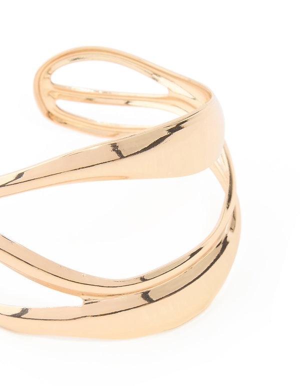 Gold Abstract Waves Wrist Cuff