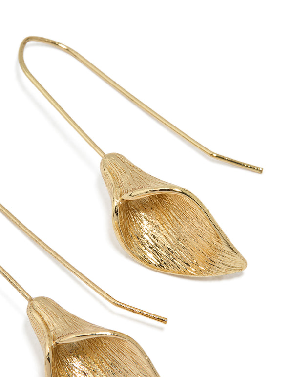 Gold Tulip Drop Earrings