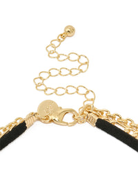 Gold Diamante Cross & Cord Layered Necklace - link has visual effect only