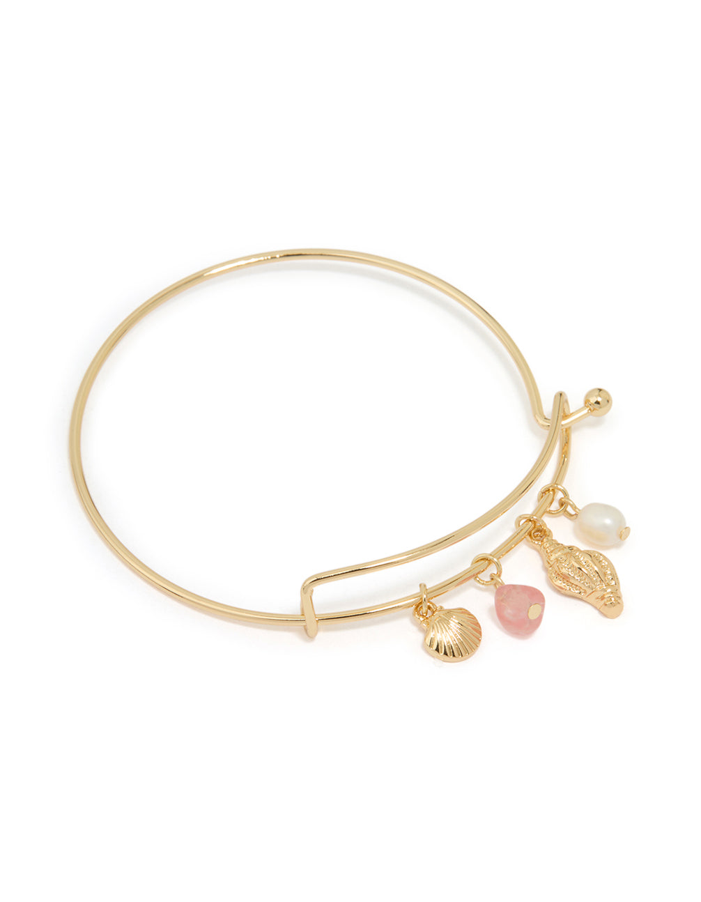Gold Plated Freshwater Pearl Dainty Ocean Bangle