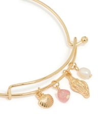 Gold Plated Freshwater Pearl Dainty Ocean Bangle - link has visual effect only