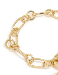 Gold Plated Cherry & Heart Locket Charm Bracelet - link has visual effect only