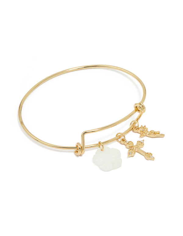 Gold Cross Flower Bangle