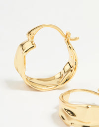 Gold Plated Brass Medium Molten Hoop Earrings - link has visual effect only