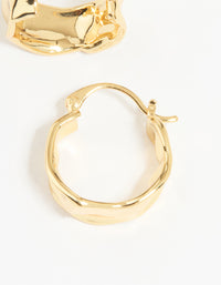 Gold Plated Brass Medium Molten Hoop Earrings - link has visual effect only