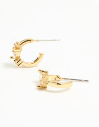 Gold Plated Brass Cubic Zirconia Vine Earrings 3-Pack - link has visual effect only