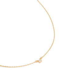 Gold Plated Brass Mini Cubic Zirconia Bezel Pendant Necklace - link has visual effect only
