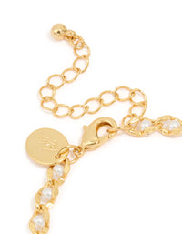 Gold Plated Brass Pearl Chain Bracelet - link has visual effect only