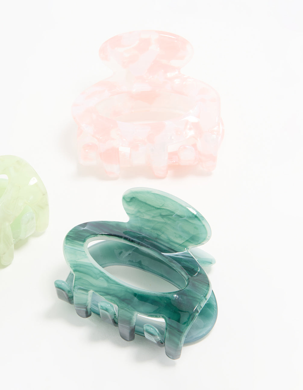 Green & Pink Acrylic Oval Claw Clips 3-Pack