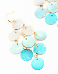 Gold Blue Genuine Shell Ombre Drop Earrings - link has visual effect only