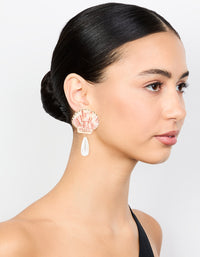 Gold Genuine Shell & Pearl Drop Earrings - link has visual effect only
