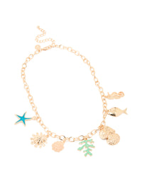 Gold Mixed Ocean Charm Necklace - link has visual effect only