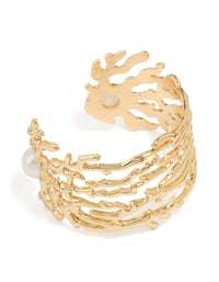 Gold Pearl Coral Wrist Cuff - link has visual effect only