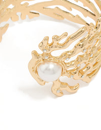 Gold Pearl Coral Wrist Cuff - link has visual effect only
