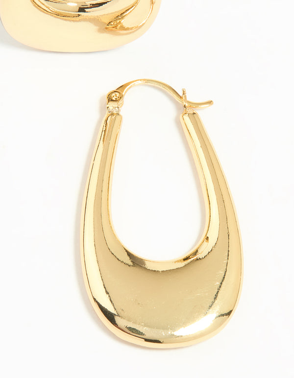 Gold Plated Oval Hoop Earrings