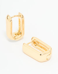 Gold Plated Small Rectangle Huggie Earrings - link has visual effect only