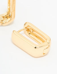 Gold Plated Small Rectangle Huggie Earrings - link has visual effect only