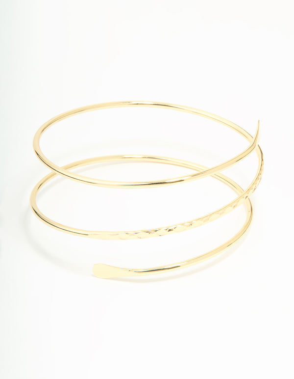 Gold Plated Textured Wrap Arm Cuff