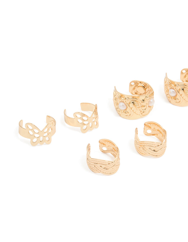 Gold Plated Mixed Ear Cuffs 8-Pack