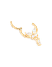 Gold Plated Surgical Steel Cubic Zirconia Marquise Drop Clicker Ring - link has visual effect only