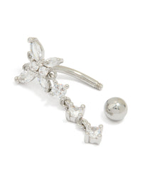 Surgical Steel Cubic Zirconia Reversible Butterfly Belly Bar - link has visual effect only