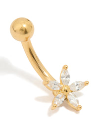 Gold Plated Surgical Steel Cubic Zirconia Star Belly Bar - link has visual effect only