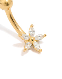 Gold Plated Surgical Steel Cubic Zirconia Star Belly Bar - link has visual effect only