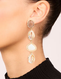 Gold Shell Tiered Drop Earrings - link has visual effect only