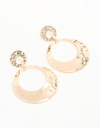 Gold Hammered Disc Large Drop Earrings - link has visual effect only
