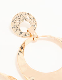 Gold Hammered Disc Large Drop Earrings - link has visual effect only