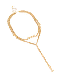 Gold Layered Barrel Y-Necklace - link has visual effect only