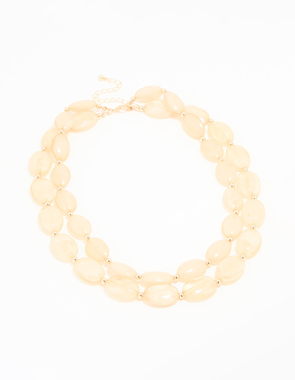 Neutral Beaded Flat Oval Layered Necklace