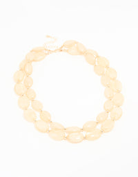 Neutral Beaded Flat Oval Layered Necklace - link has visual effect only