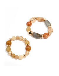 Mixed Beaded Stretch Bracelets 2-Pack - link has visual effect only