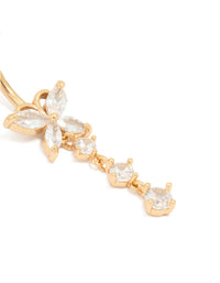 Gold Plated Titanium Cubic Zirconia Butterfly Drop Belly Bar - link has visual effect only