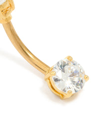 Gold Plated Titanium Cubic Zirconia Mini & Medium Belly Bar - link has visual effect only