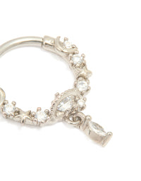 Titanium Cubic Zirconia Drop Clicker Ring - link has visual effect only