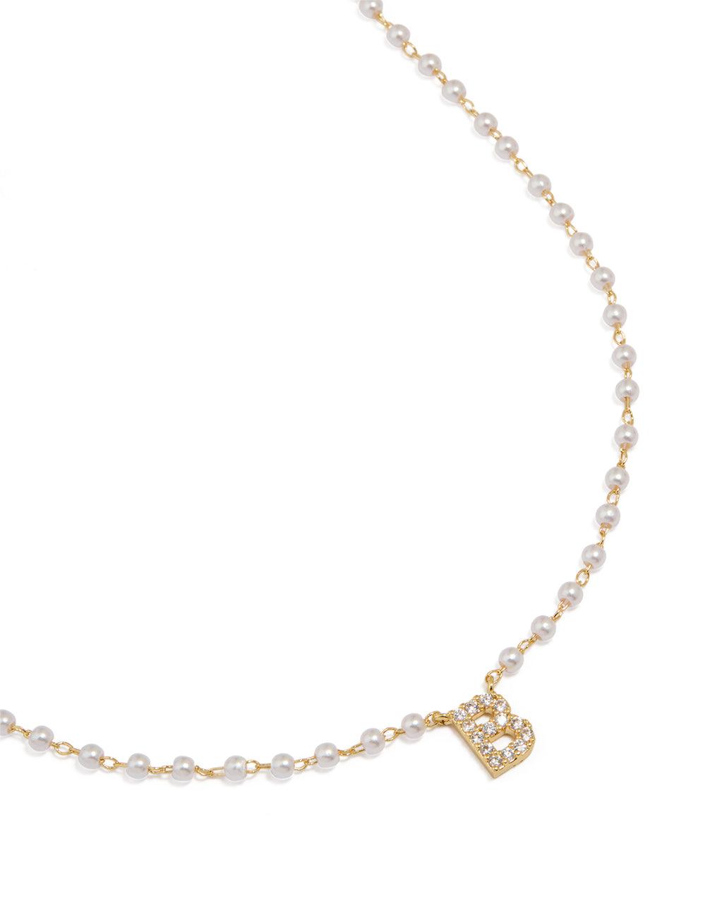 Gold Plated Pearl Letter B Necklace