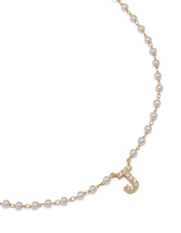Gold Plated Pearl Letter J Necklace - link has visual effect only