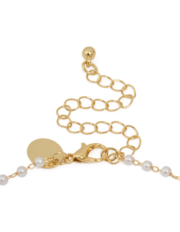 Gold Plated Pearl Letter M Necklace