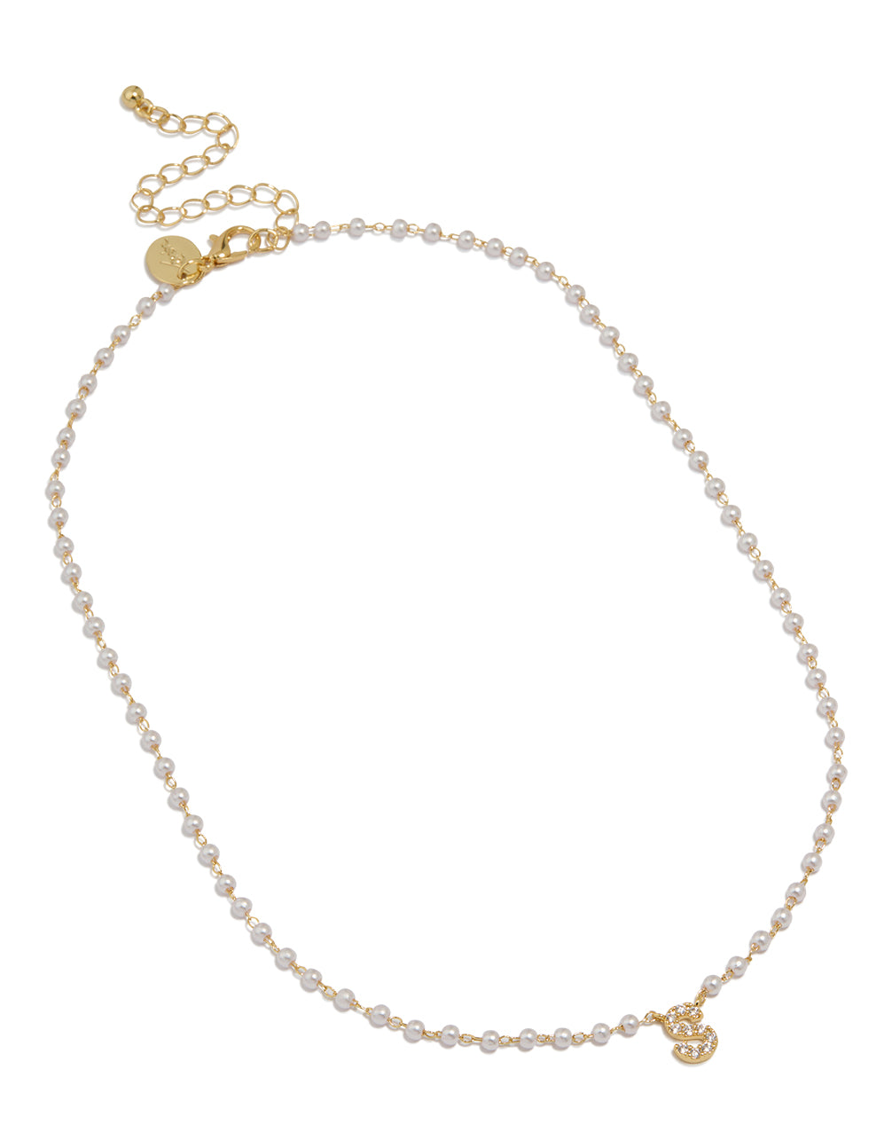 Gold Plated Pearl Letter S Necklace