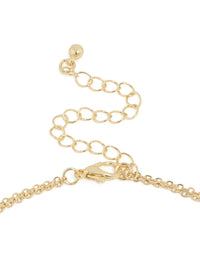 Gold Plated Cubic Zirconia Bezel Letter E Layered Necklace - link has visual effect only